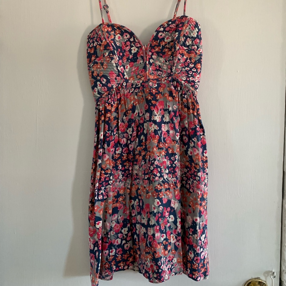 Parker 100% Silk Quilted Bustier Floral Dress